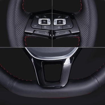 GNUPME DIY Artificial Leather steering cover Hand-Stitched Black Car Steering Wheel Cover for Peugeot 308 Old Peugeot 408