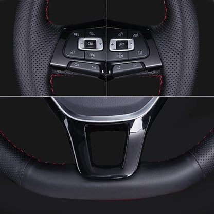 Capa de Volante GNUPME DIY em Couro Sintético Costurada à Mão Preta para Peugeot 308 e Peugeot 408 Antigo