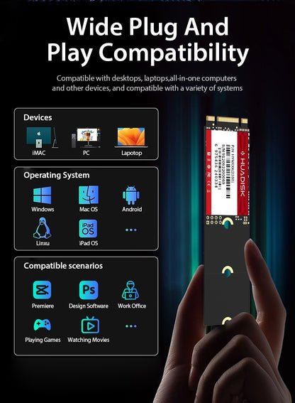 HUADISK SSD M.2 SATA 2280 2260 2242 NGFF Drive de Estado Sólido 128gb 256gb 512gb 1tb HD Interno SATA3 para Desktop Laptop Notebook