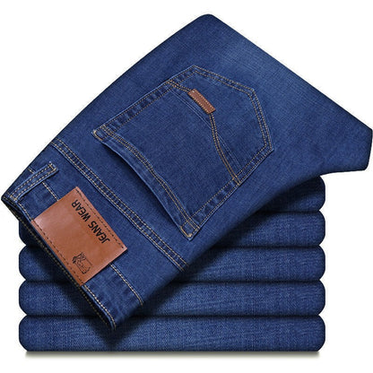 2025 New  Men's Jeans Casual Straight Stretch Fashion Classic Blue Black Work Denim Trousers Male Brand Clothing