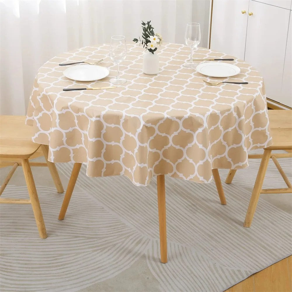 Kitinjoy Waterproof Tablecloth Moroccan Heat-Resistant Table Cloth 60inch Round PVC Wedding Kitchen Dining Desk Table Cover Coat