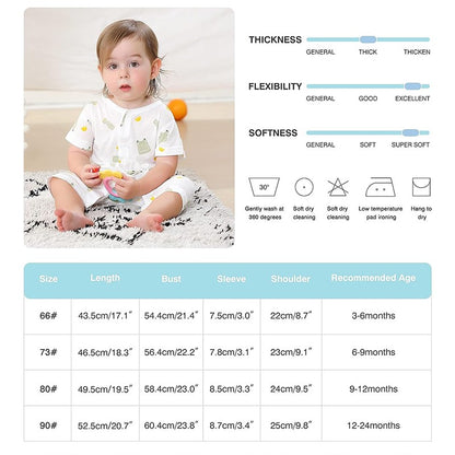 MICHLEY 3pcs Baby Short-Sleeve Rompers Long-Sleeve Jumpsuit Bodysuit Soft White Cartoon Infant Clothes Overalls  For Boys Girls