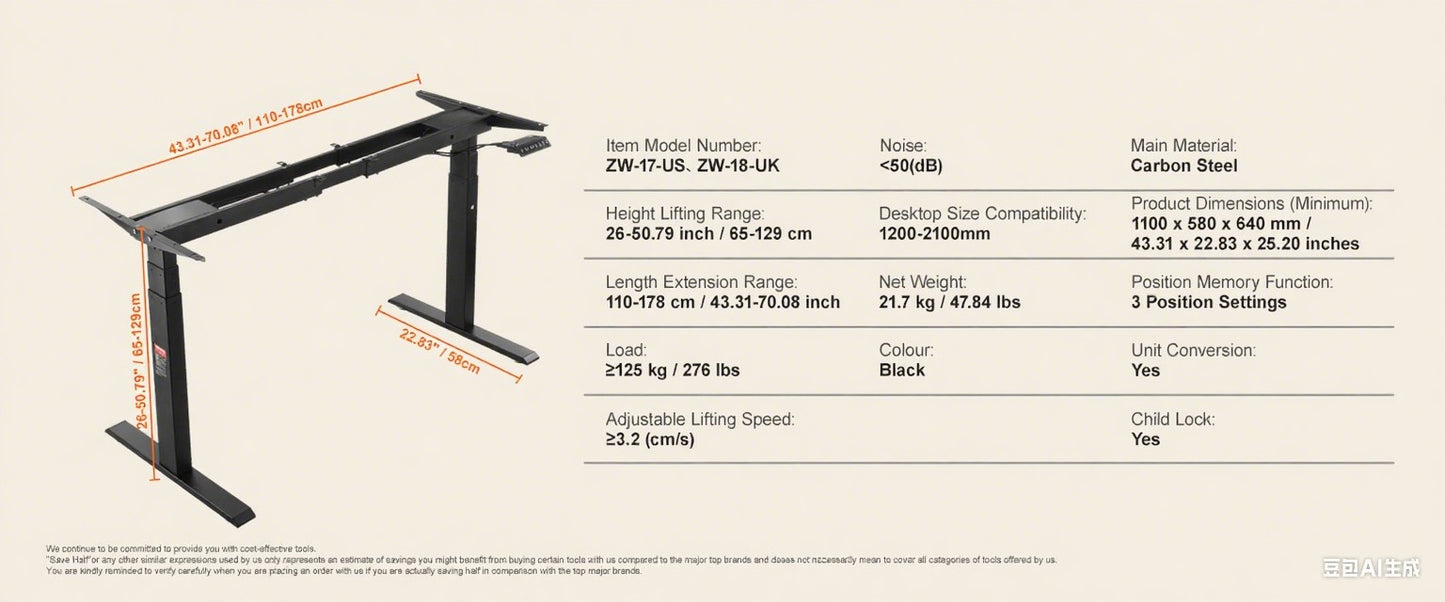 SucceBuy Standing Desk Frame  Electric Stand Up Computer Desk Legs Ergonomic DIY Workstation Base for Home Office Black white