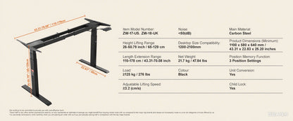 SucceBuy Standing Desk Frame  Electric Stand Up Computer Desk Legs Ergonomic DIY Workstation Base for Home Office Black white