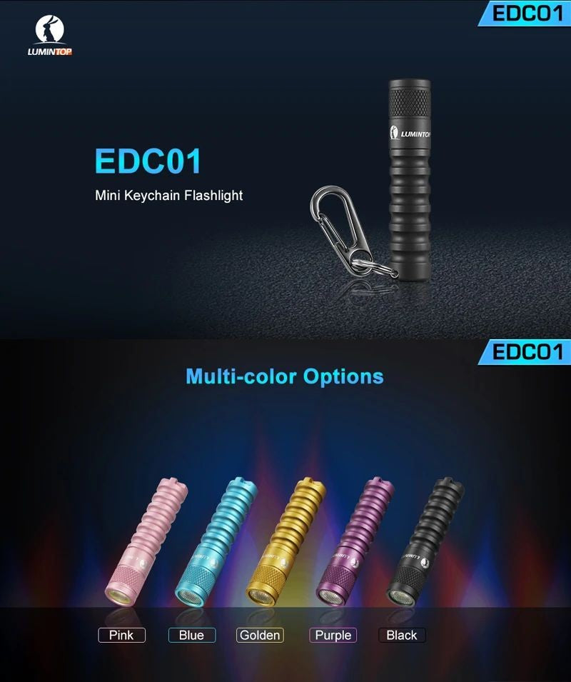 Lumintop EDC01 XP-G3 120 Lumens Mini EDC Flashlight 3 Modes LED Lamp Waterproof Keychain Light AA Battery Pocket Portable Torch