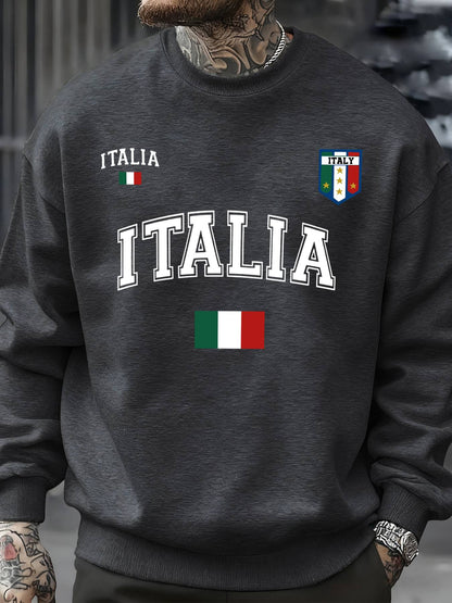 Italia Italian Flag Design Men Sweatshirt Creative Fleece Streetwear Fashion Clothes Autumn Hip Hop Pullovers Casual Tops