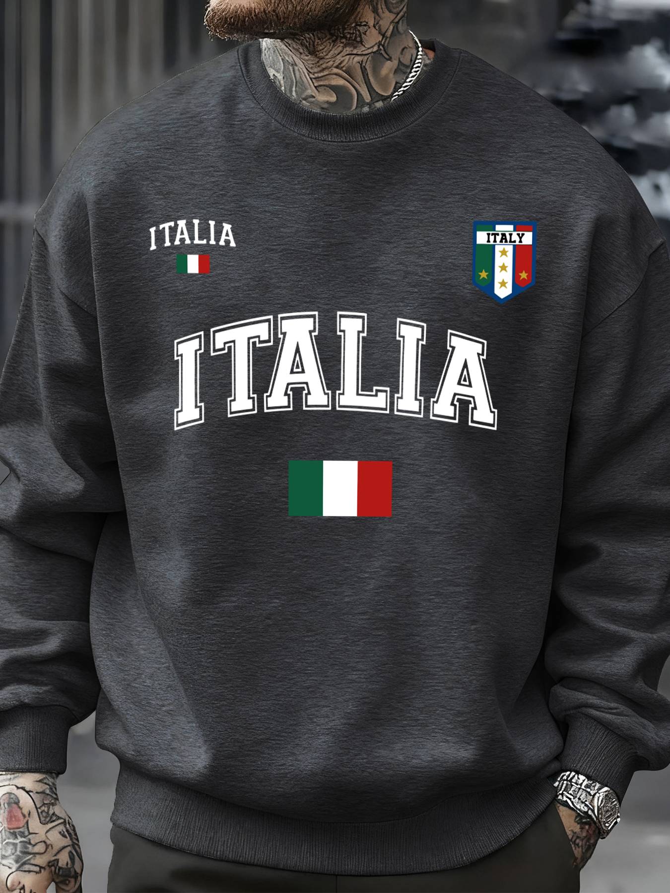 Italia Italian Flag Design Men Sweatshirt Creative Fleece Streetwear Fashion Clothes Autumn Hip Hop Pullovers Casual Tops