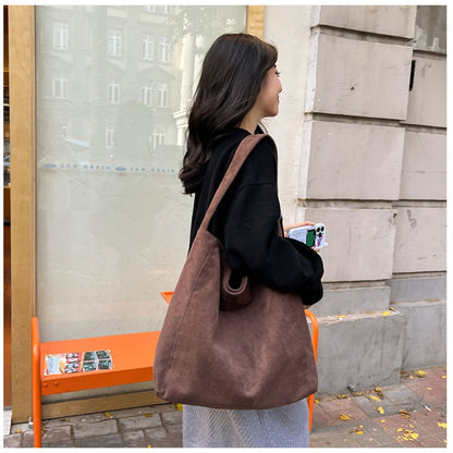 Autumn and winter new matte suede tote bag large capacity commuter casual shoulder bag fashionable versatile women's bag
