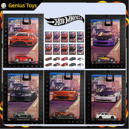 Nova Série Hot Wheels Silver Compact Kings Modelos de Carros Colecionáveis em Escala 1:64 Ford Honda Civic Subaru WRX Mazda Nissan de Liga Leve