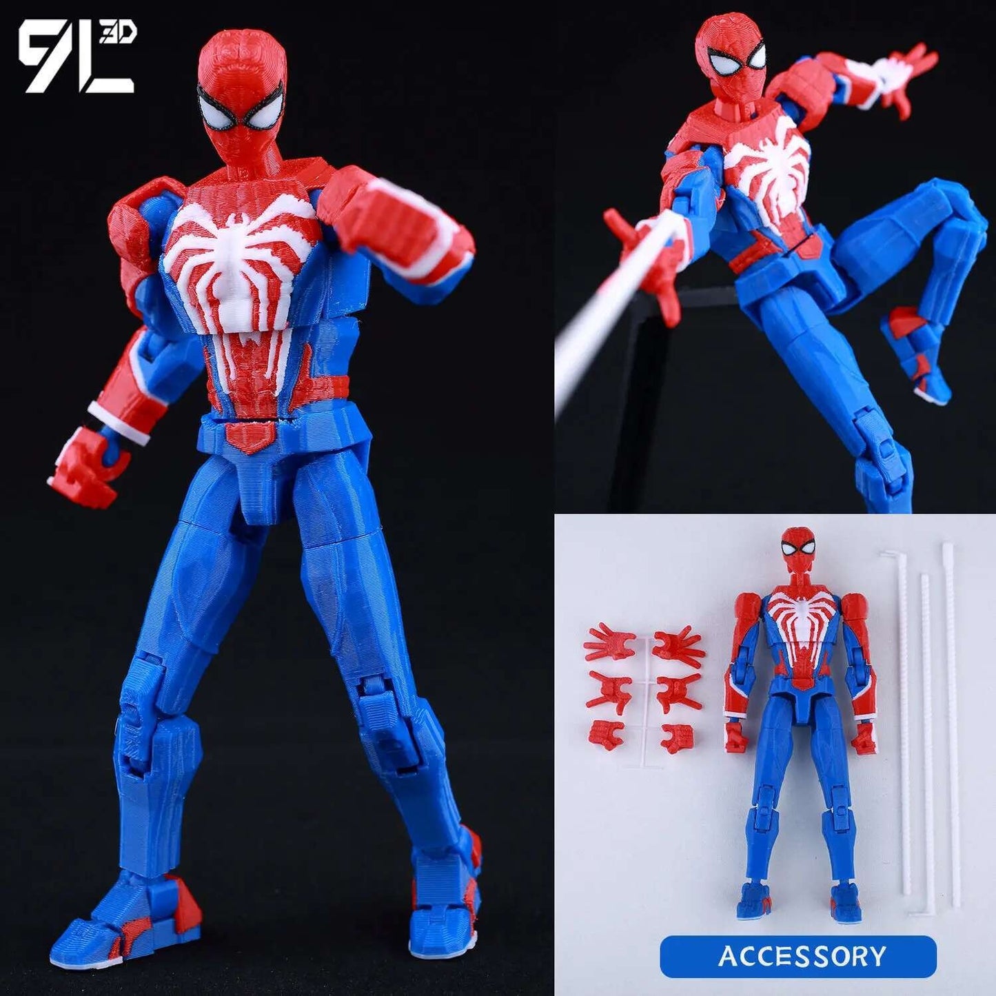 Boneco de Ação Multiarticulado 3D Impresso Dummy13 Homem-Aranha 9L3D Colecionável Marvel com Braços Articulados Boneco para Animação Stop Motion