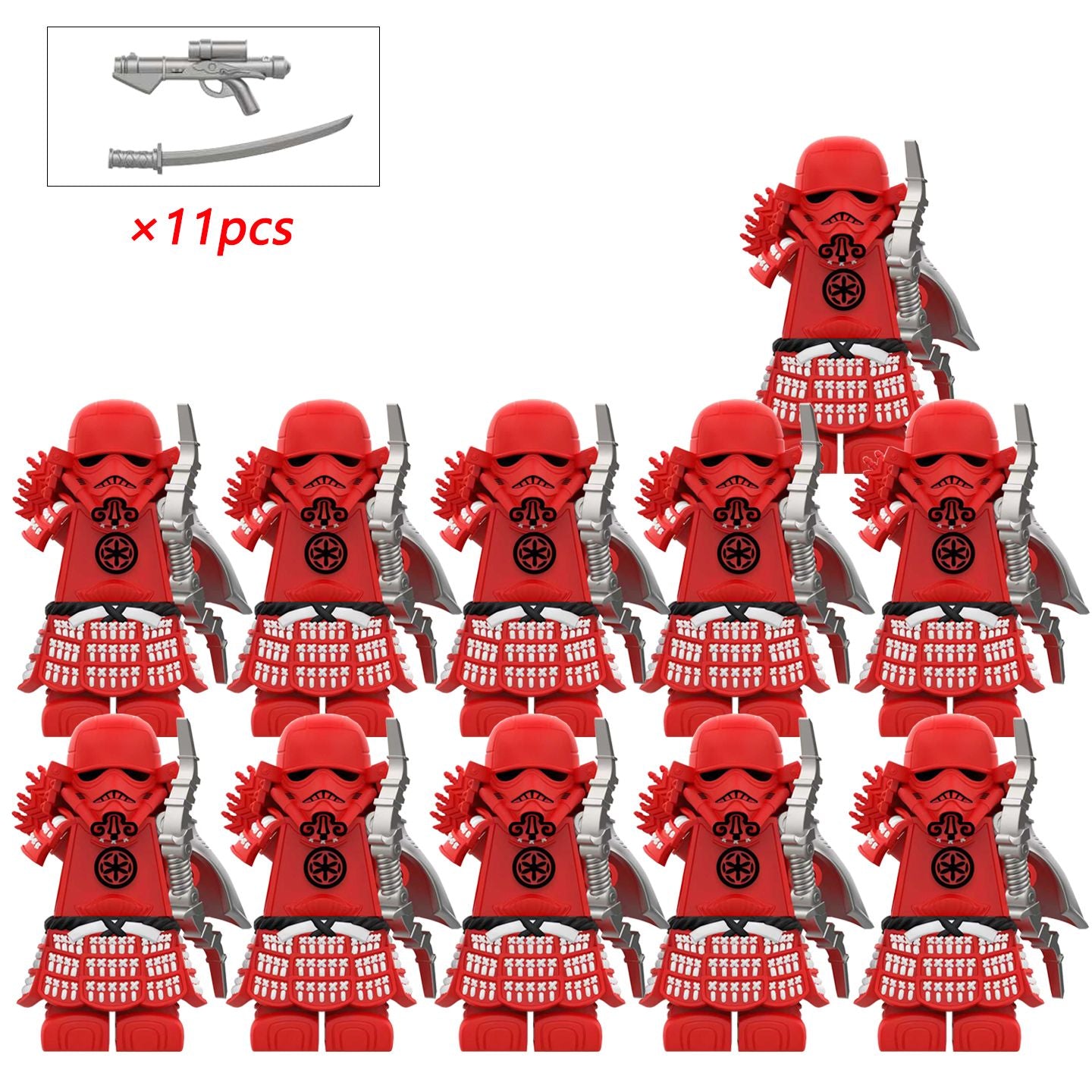Armadura de Storm Samurai Trooper Soldado Branco Articulado DY325 com Armas (Pistola e Katana) - DY Minifigs