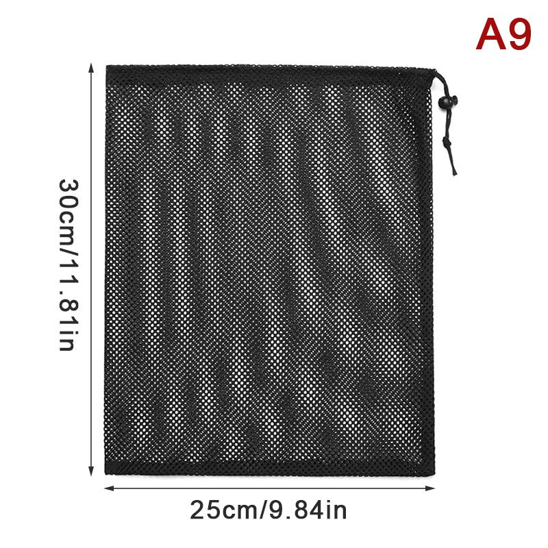 Black White Durable Mesh Drawstring Bag Storage Pouch Multi Purpose Home Travel Outdoor Activity Laundry Bag Stuff Sack