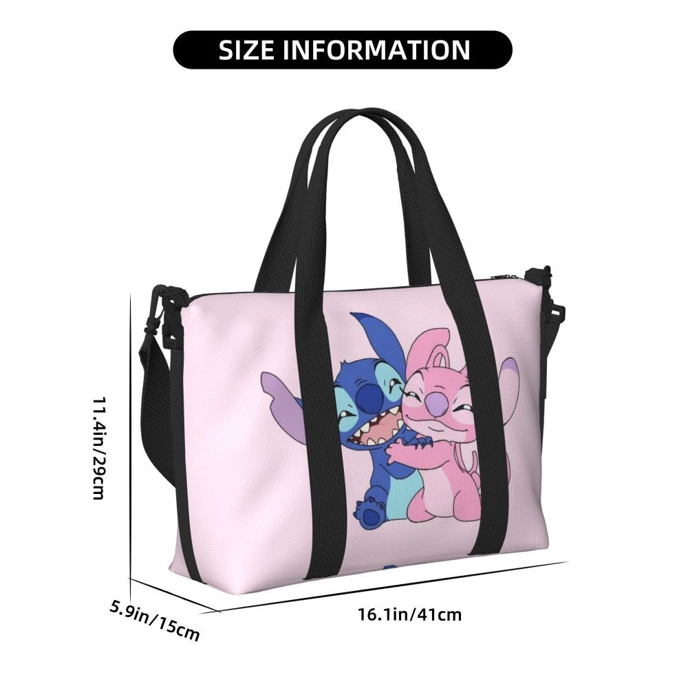 Custom Large SLilo And Stitch Cartoon Tote Bag Women Anime Shopping Shoulder Beach Gym Travel Bag