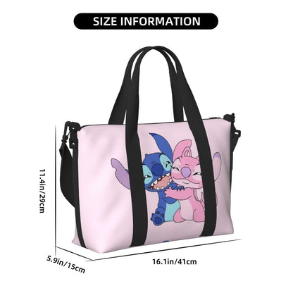 Custom Large SLilo And Stitch Cartoon Tote Bag Women Anime Shopping Shoulder Beach Gym Travel Bag