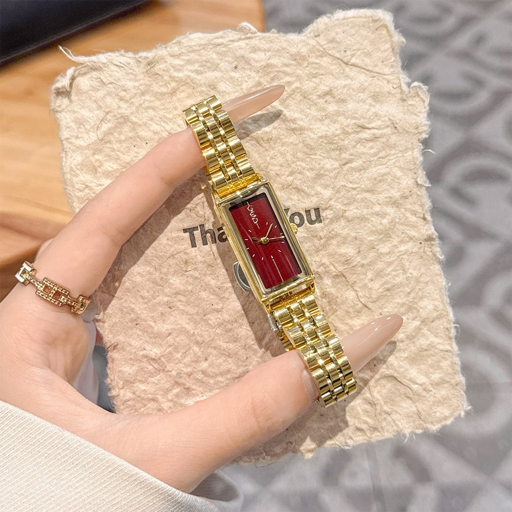 GEDI Square Watch Stainless Steel Gold Vintage Watches for Woman Luxury Elegant Waterproof Quartz Wristwatch Gifts Girlfriend