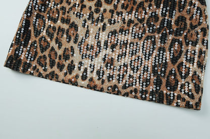 Dulzura Summer Latest Fashion Elegant High Waist Sequins Sexy Slim Leopard Print Short Skirt Party Club Street Clothes Wholesale