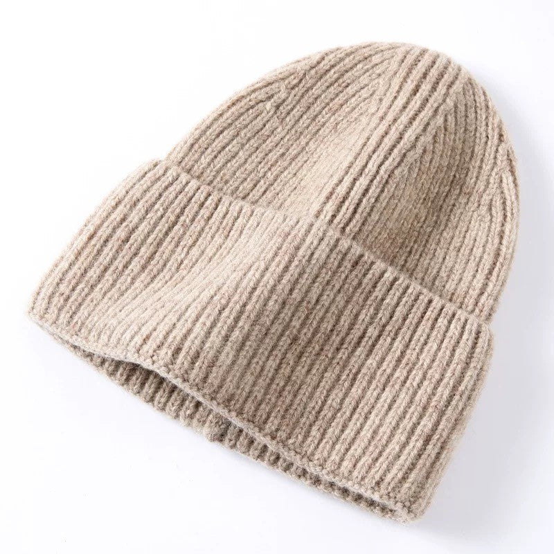Pure Wool Beanies Knitted Cap Women Men Knitted Hat Casual Bonnets Soild Colour Autumn Winter