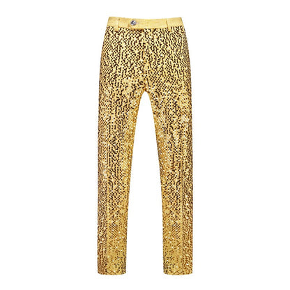 High-quality Sequined Suits Men Clothing Gold / Silver Autumn / Winter New Male Wedding Banquet Party Dress Blazer and Pant