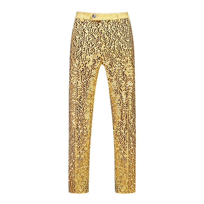 High-quality Sequined Suits Men Clothing Gold / Silver Autumn / Winter New Male Wedding Banquet Party Dress Blazer and Pant