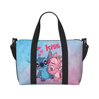 Custom Large SLilo And Stitch Cartoon Tote Bag Women Anime Shopping Shoulder Beach Gym Travel Bag