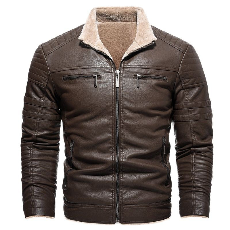 2024 Men Faux Leather Jacket High Quality Casual Zipper Fleece Warm Coats Winter Men Vintage Motorcycle Leather Jacket Men S-4Xl