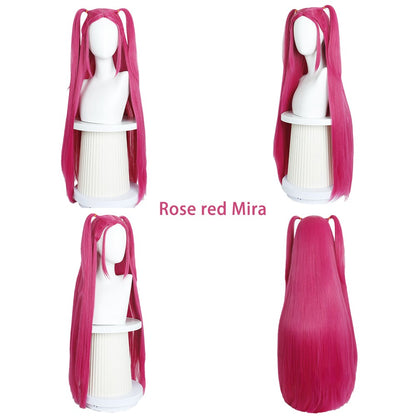 Anime Kpop: Demon Hunters Mila Cosplay Synthetic Hair 38-Inch Rose Red Straight Hair Halloween Daily Party Realistic Scalp Wig