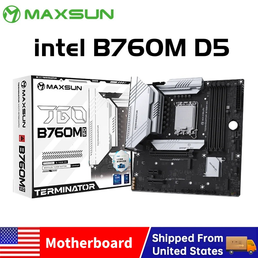 MAXSUN Gaming Mainboard B760M D5 Motherboard support Intel 14 13 12th CPU DDR5*4 M.2 PCIEX16 5.0 Desktop Computer components