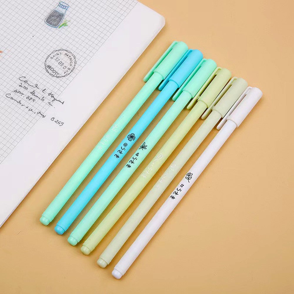 Caneta Gel Fofa Morandi 6 Peças/Conjunto Kawaii 0,5mm Esferográfica Preta Material de Escritório Escolar Caneta de Água para Estudante Caneta Neutra