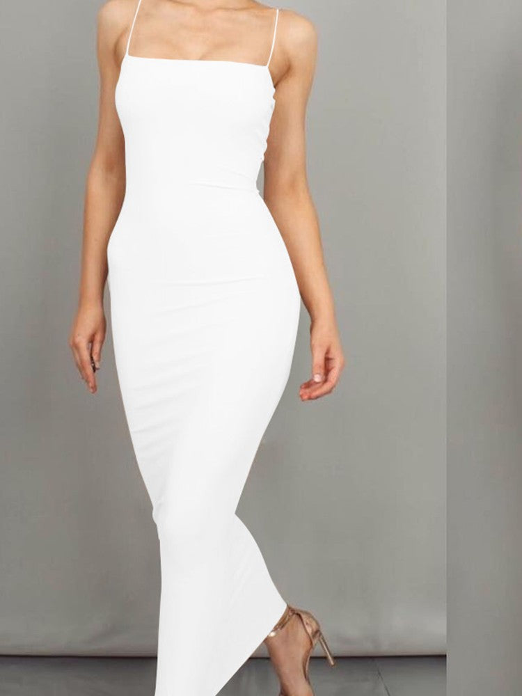 2025 New Spring Summer Women's High Elastic Sleeveless Backless Dress Long Sling