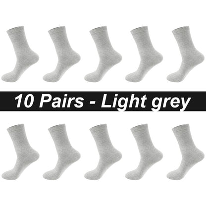 10Pairs/Lot Men Combed Cotton Socks Black Casual Business Breathable High Quality Man Sock New For Male Plus Size EU38-48