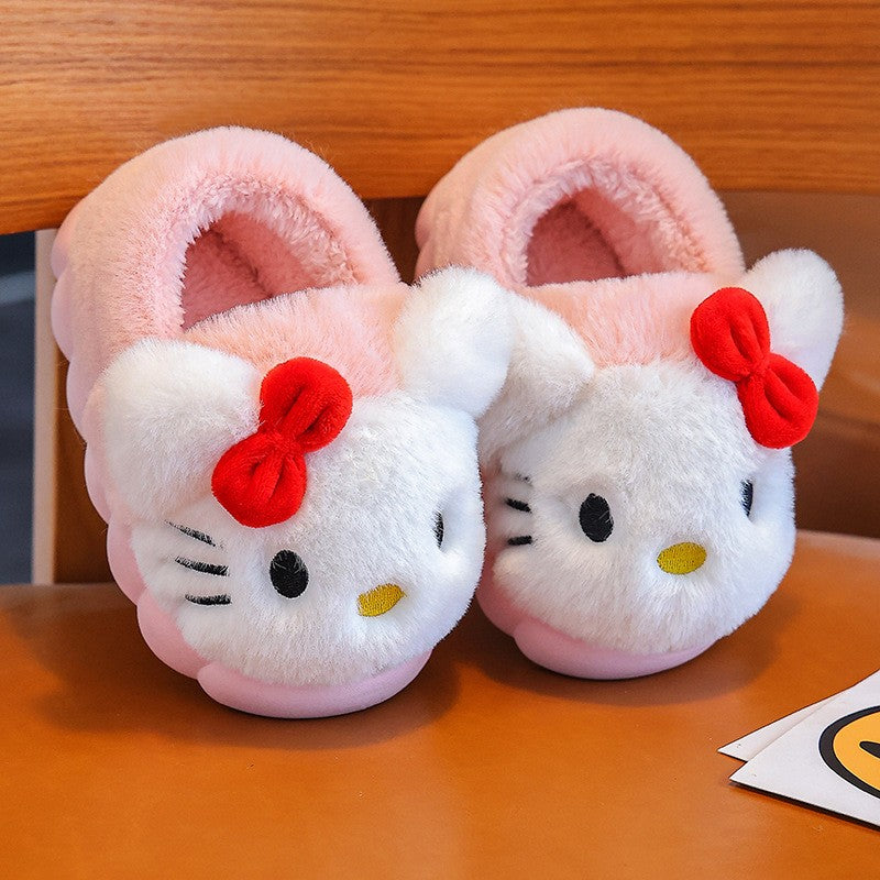 Lovely Cottonslippers Popular Design Cartoon Cottom Shoes Children's Fashion Cute Fall Winter Warmth Plush Slippers Girls Shoes