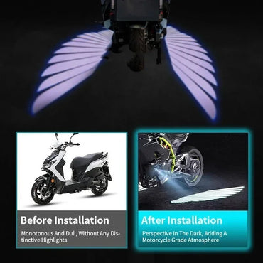 Motorcycle LED Projector Light, Angel Wings Cool Projection Lamp, Motorcycle Electric Scooter Modification Decorative Light