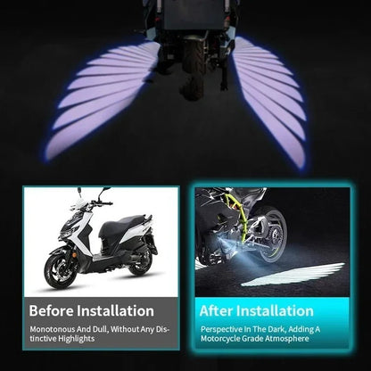 Luz Projetora LED para Motocicleta, Lâmpada de Projeção Asas de Anjo, Luz Decorativa de Modificação para Moto e Patinete Elétrico