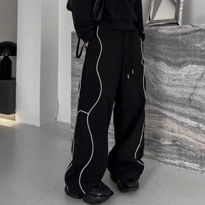 Men's Casual Pants Straight Punk Black Loose Baggy Male Trousers Clothes Plus Size Polyester Vintage Sale Cotton Fashion 2025