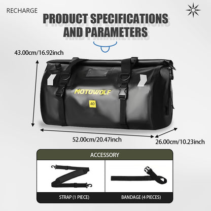 Motorcycle Waterproof Tail Bag Travel Outdoor Dry Luggage Roll Pack Bag 20 /40/66 Motorbike Luggage Backpack Motorcycle Seat Bag