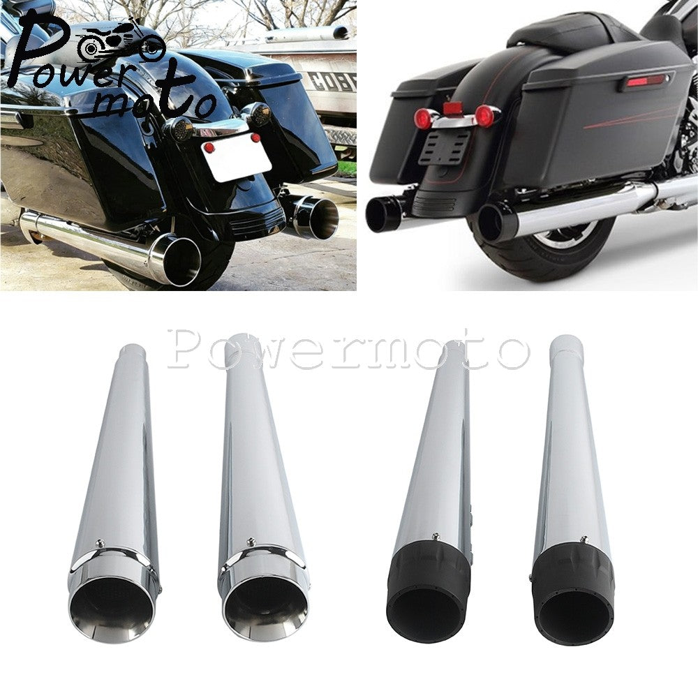Black/Chrome Exhaust Mufflers Pipes Steel Pipe Motorcycle Accessories For Harley Touring 17+ Road King Road Street Electra Glide