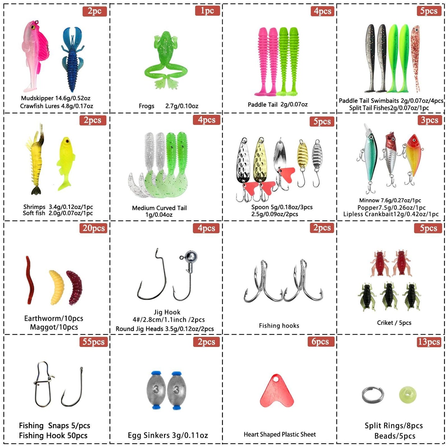 Kit de Iscas de Pesca 83/133/193/239/409 peças para Truta/Lúcio/Baixo, Conjunto de Iscas Múltiplas, Caixa de Pesca Profissional em Camadas