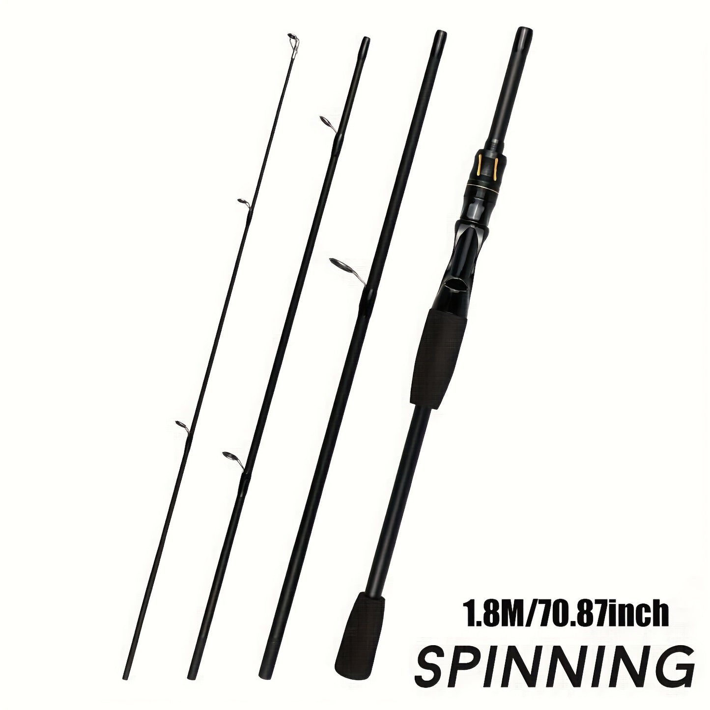 Vara De Pesca De Fibra De Carbono 1.8M/2.1M Vara De Viagem Portátil, Anel Guia De Cerâmica Requintado E Suave, Punho De Eva De Alta Densidade