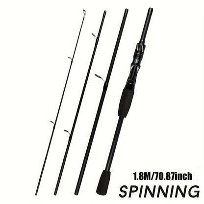 Vara De Pesca De Fibra De Carbono 1.8M/2.1M Vara De Viagem Portátil, Anel Guia De Cerâmica Requintado E Suave, Punho De Eva De Alta Densidade