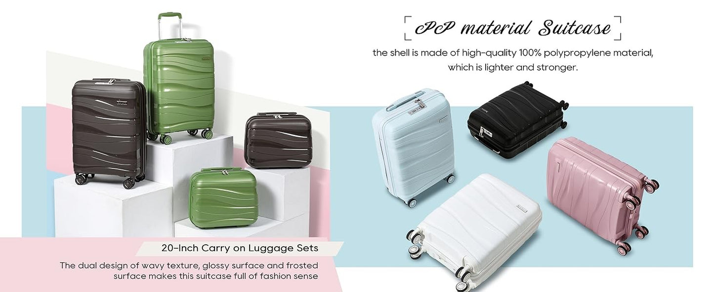 Melalenia 3-Piece 20 inch Carry-on Luggage Set, Expandable Lightweight Durable Travel Suitcase with TSA Lock, Spinner Wheels
