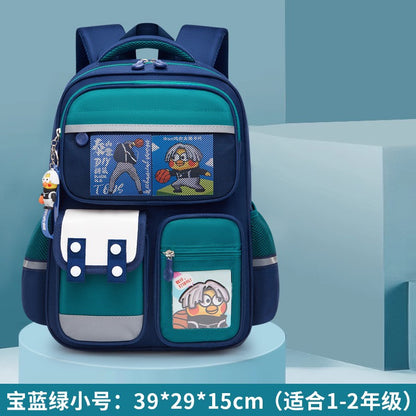 Mochila infantil de grande capacidade estilo britânico para meninas do ensino fundamental, leve, que reduz o peso e protege a coluna vertebral