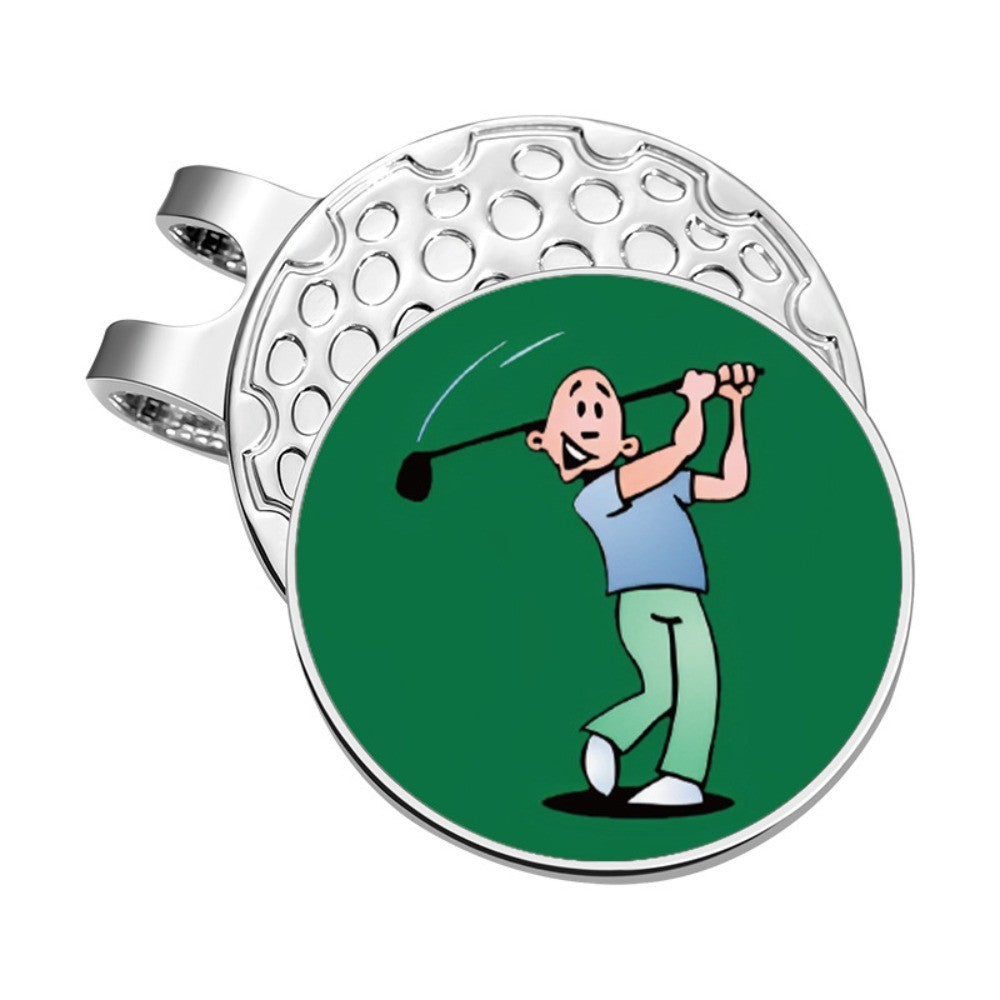 Magnetic Golf Hat Clips Golfer Pattern Position Marker Golf Ball Marker Metal Material Cartoon Golf Cap Clips Men Women