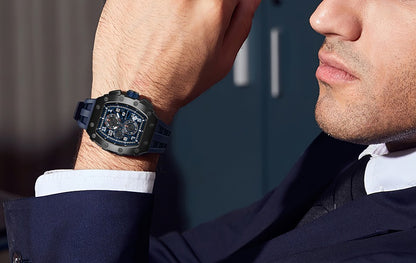 TSAR BOMBA Watch for Men Luxury Brand Tonneau Design Waterproof Clock Stainless Steel Wristwatch Fashion Rectangle Mens Watch