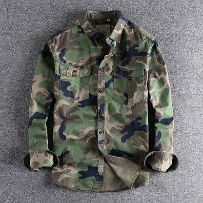 [24hour Fast Shipping] Men Camouflage Cargo Shirts High Quality Durable Outdoor Hiking Sport Daily American Style Casual Camicia