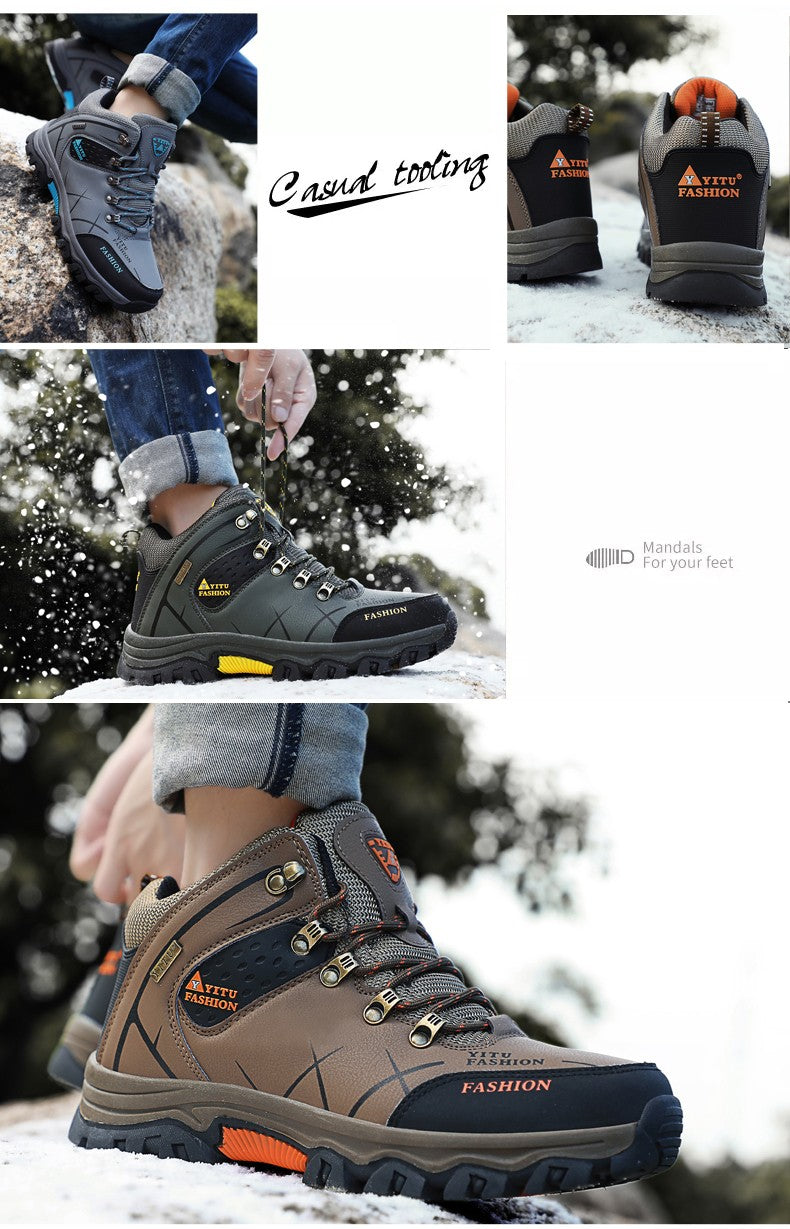 Botas de Neve Masculinas de Inverno Impermeáveis de Couro Tênis Super Quentes Botas Masculinas Botas de Caminhada ao Ar Livre Sapatos de Trabalho Tamanho 39-47