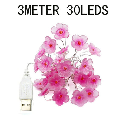 Cherry Blossom String Light Garland Artificial Flower Vines Fairy Lights for Christmas Wedding Party Bedroom Decoration
