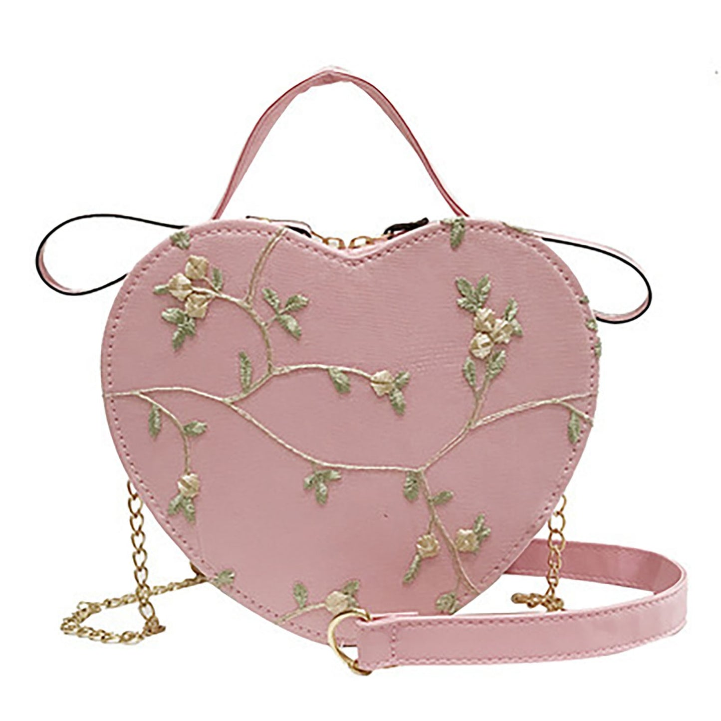 Women Sweet Crossbody Bag PU Leather Handbags with Lace & Flower Pattern for Commuting Business Travel
