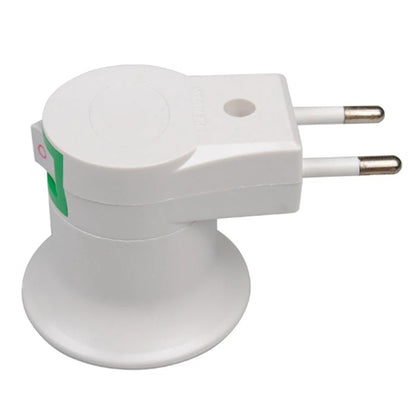 E27 EU Plug Lamp Base Light Bulb Base Socket Adapter Converter 250V 6A White Night Light With Power On Off Control Switch