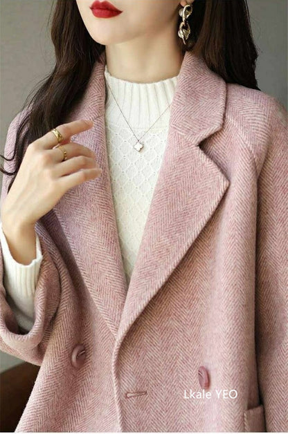 Ladies Woolen Jacket 2025 Autumn Winter Fashion Temperament Female Coat Long Sleeve Short Double-breasted Women Wool Overcoat