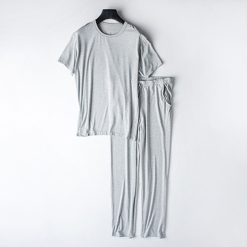 Men's spring and summer new modal pajamas two-piece short-sleeved trousers thin large size loose sports home wear suit sleepwear